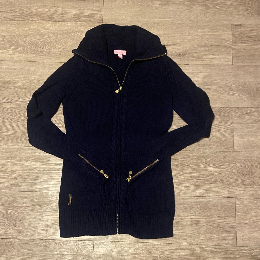 Navy Blue Lilly Pulitzer zip up sweater size S